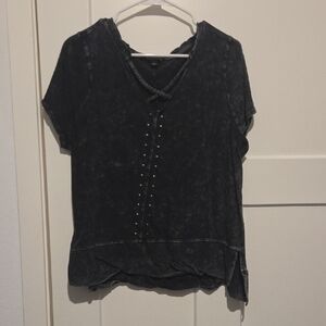 Elegant Charcoal Women's Short Sleeve Top